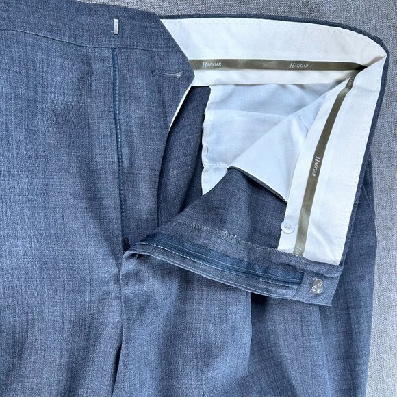 Haggar Pleated Wool Blend Dress Pants Men's 36 x 32 Gray Business Office - Picture 5 of 13